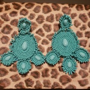 Turquoise Boho Southwestern Beaded Earrings